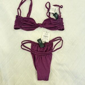Zara Deep Purple Braided-Strip Bikini Set